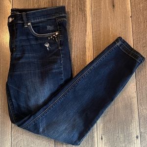 👖♥️White House Black Market Skinny Leg Blue Distressed Jeans Size 10 Regular